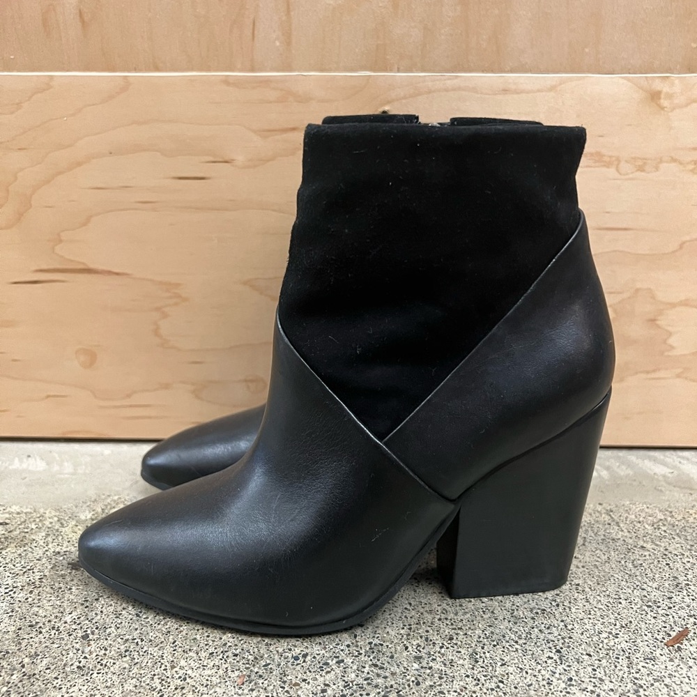 Vince Camuto Black Suede and Smooth Leather Bootie